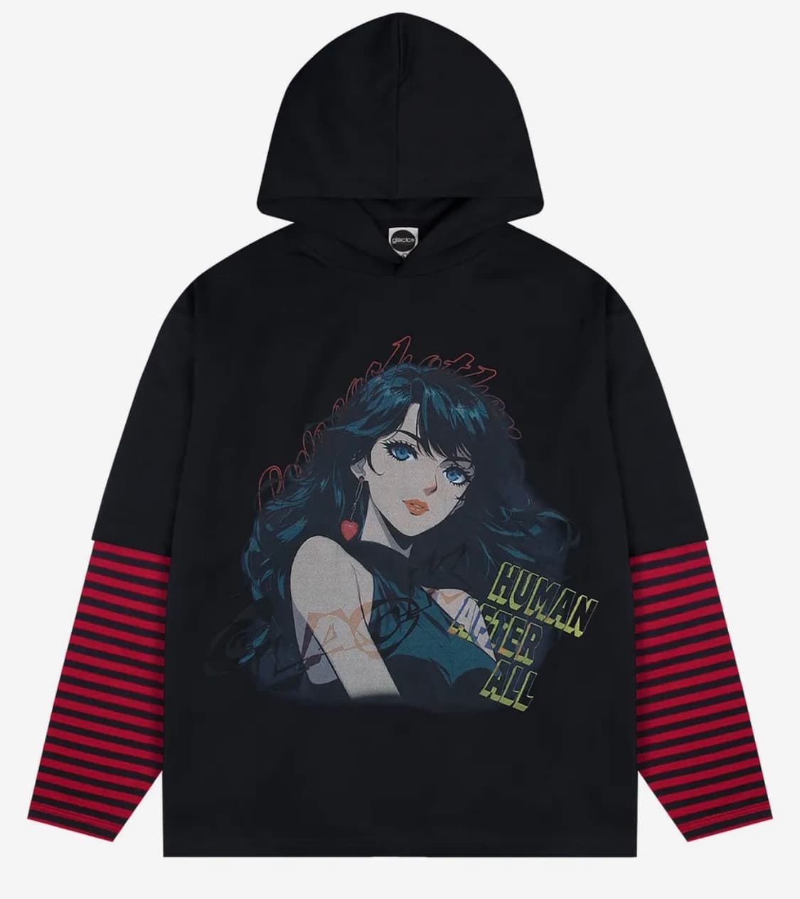 글랙 러브아더 레이어드 후드 티셔츠 블랙 상품이미지1