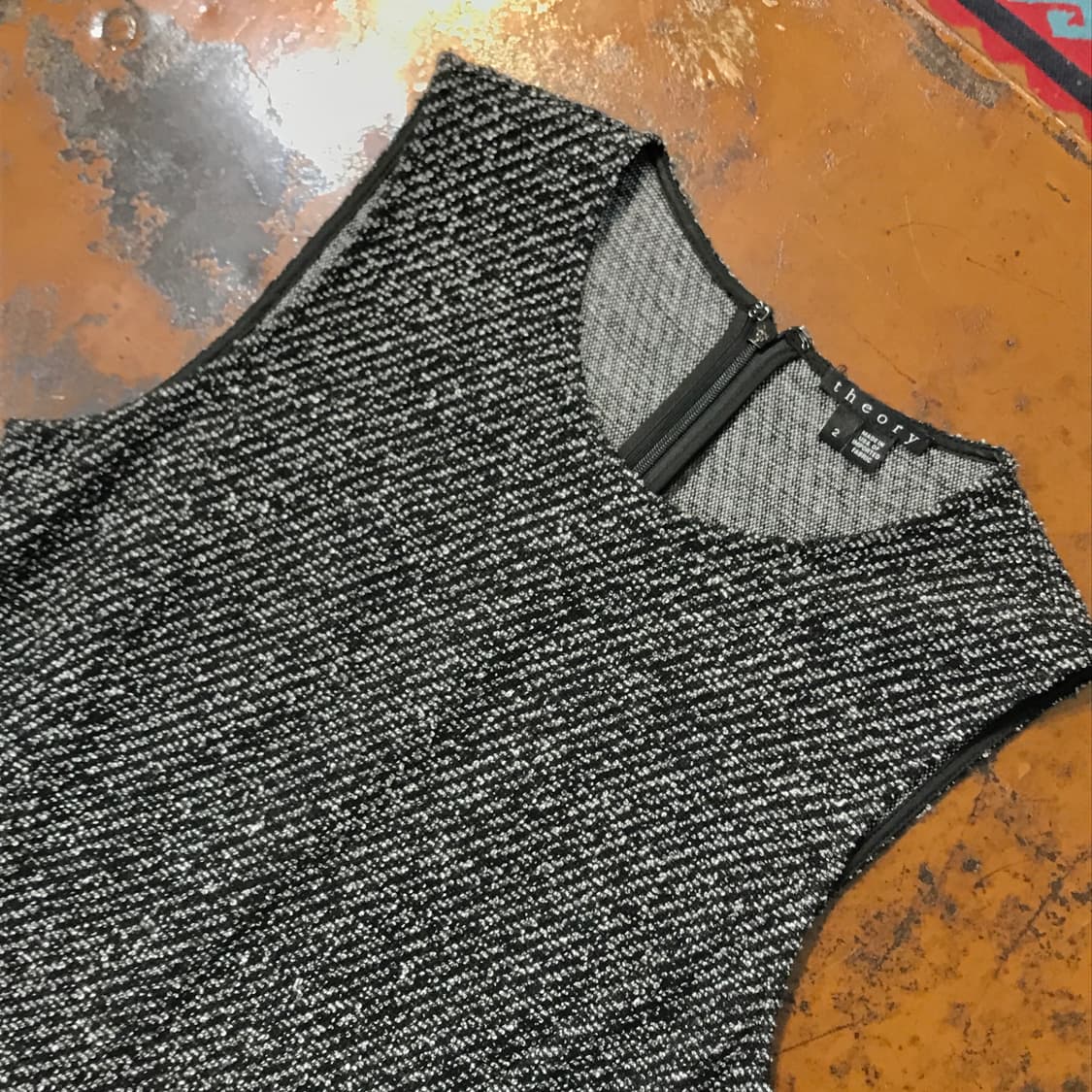 띠어리 블랙 트위드 플레어 미디원피스 여성 55 사이즈  상품이미지2