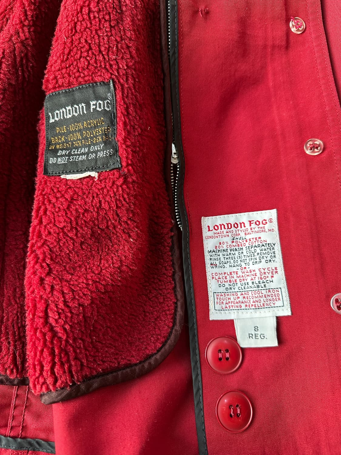 런던포그 후디드 코트 버건디 8 REG 상품이미지9