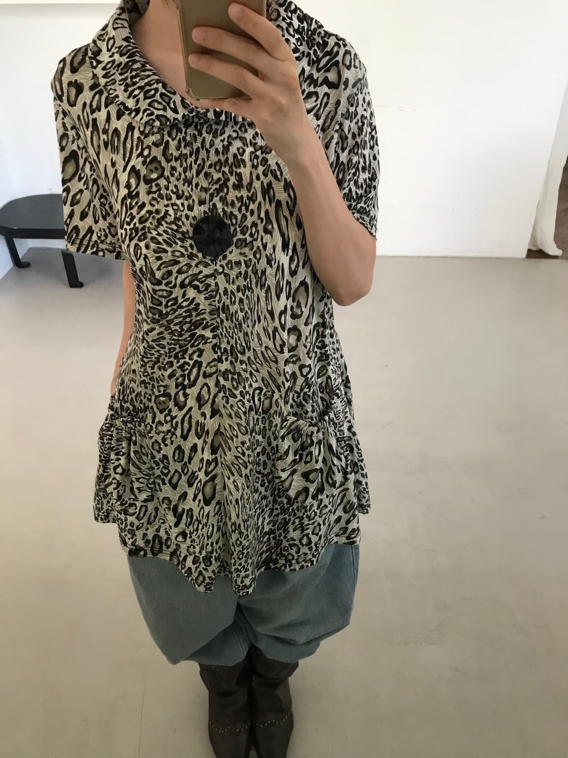 vintage leopard pattern top 상품이미지1