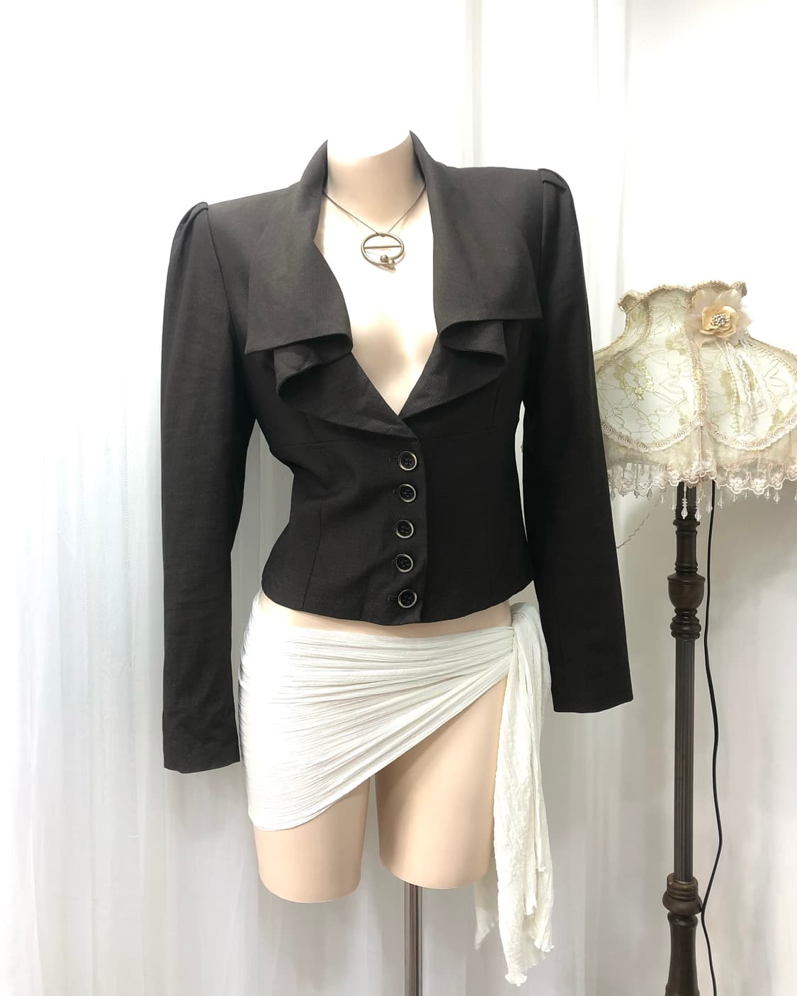 choco brown cape collar tailored blazer 상품이미지1