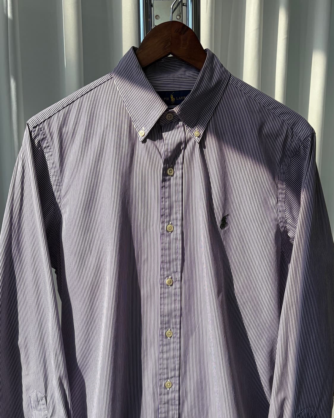 [M]폴로 랄프로렌 클래식핏 스트라이프 포플린 셔츠 퍼플 상품이미지4