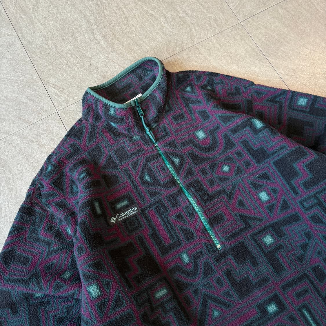 90s 90년대 미국 생산 컬럼비아 아즈텍 플리스 스냅티 상품이미지2