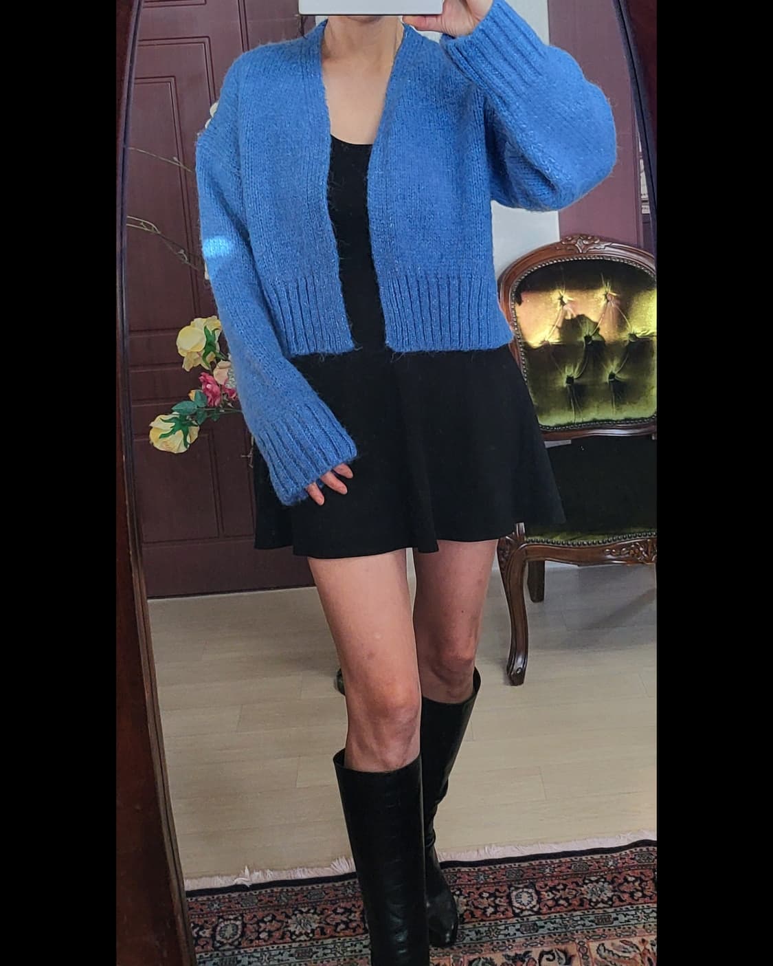 새상 자라 오버핏 크롭 가디건 스웨터 상품이미지3