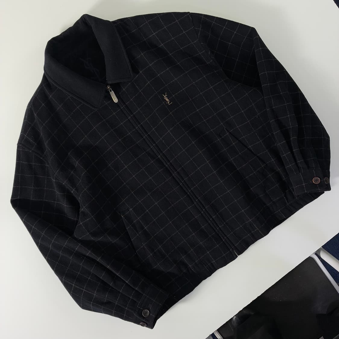 Yves Saint Laurent  입생로랑 울 체크 블루종 자켓   상품이미지2