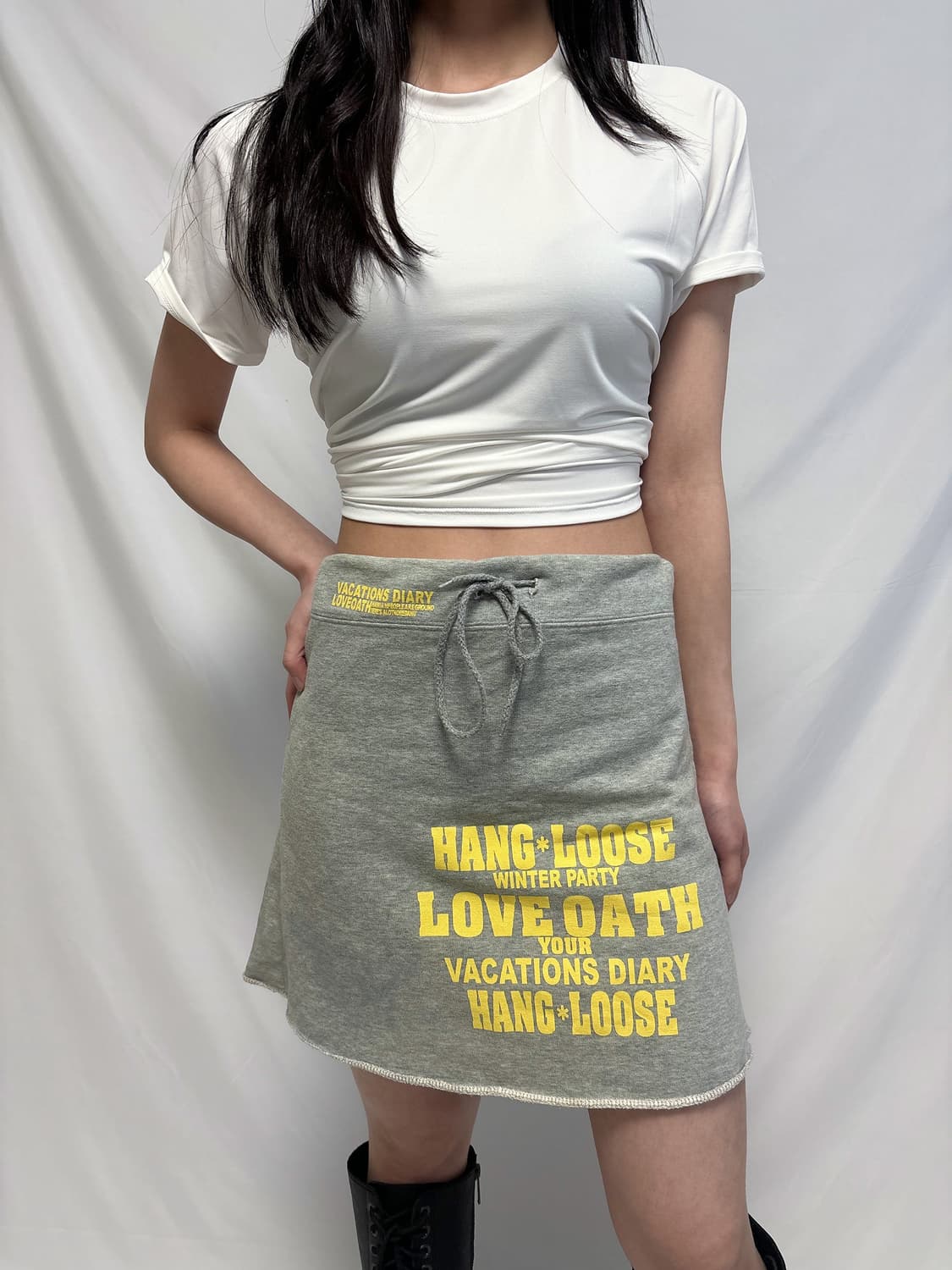 빈티지 그레이 밴딩 미니 스커트 상품이미지2