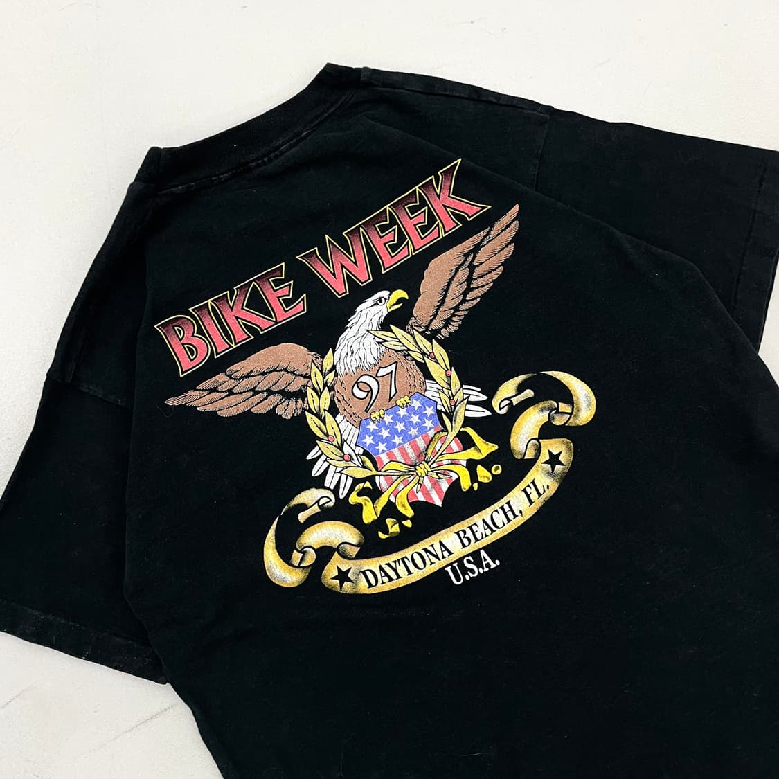 90s 싱글스티치 스컬 멀티 해골 바이크 빈티지 반팔 티셔츠 블랙 상품이미지4