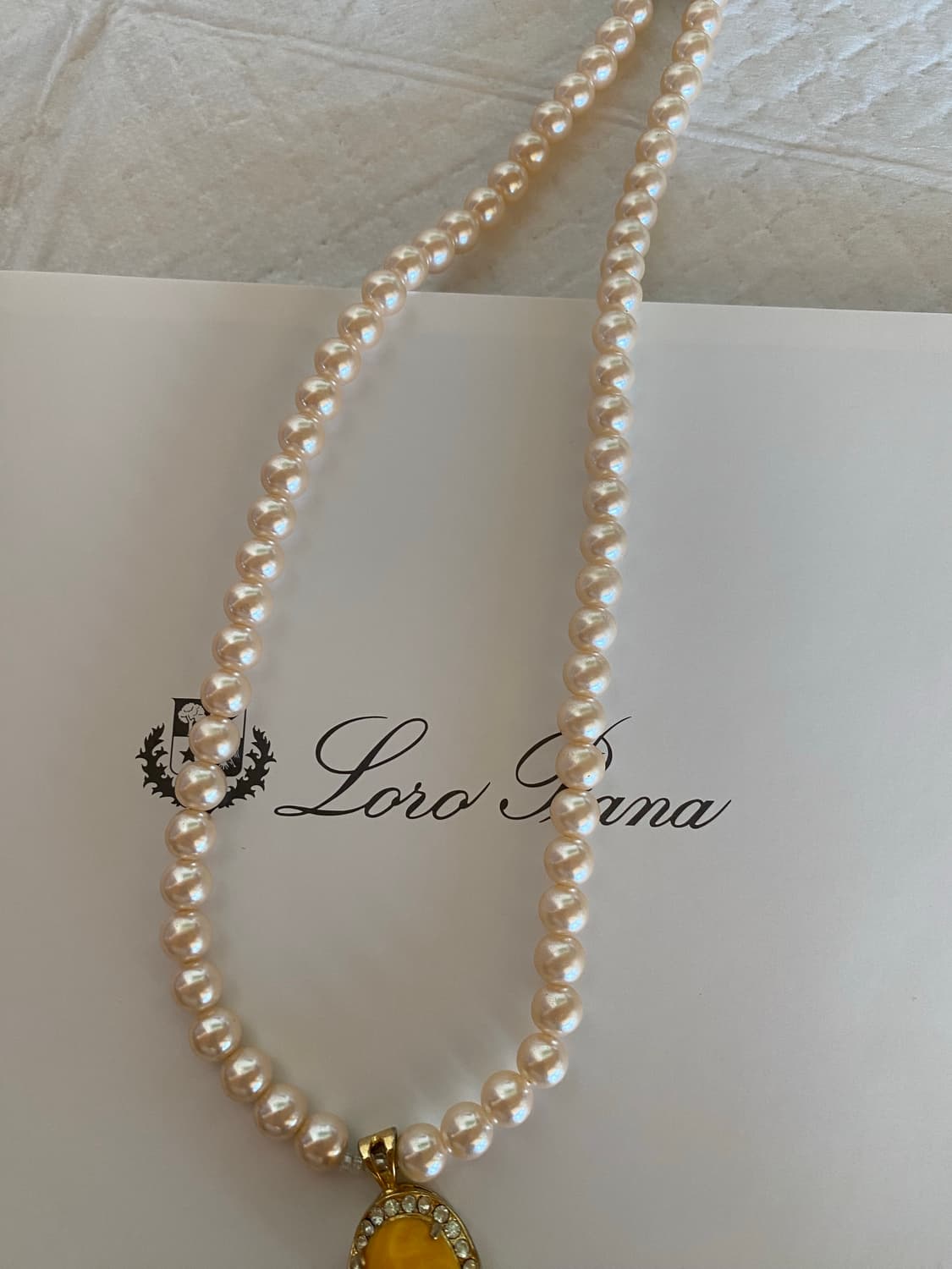 일본 빈티지 주얼리 노란 팬던트 모조 진주목걸이 상품이미지5