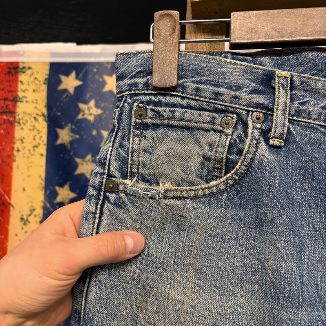 00s 리바이스 503 루즈핏 레더탭 빈티지워싱 데님팬츠 N389 상품이미지7