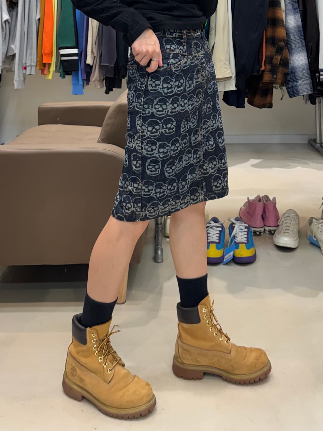 히스테릭 글래머 스컬 패턴 데님 스커트 상품이미지8