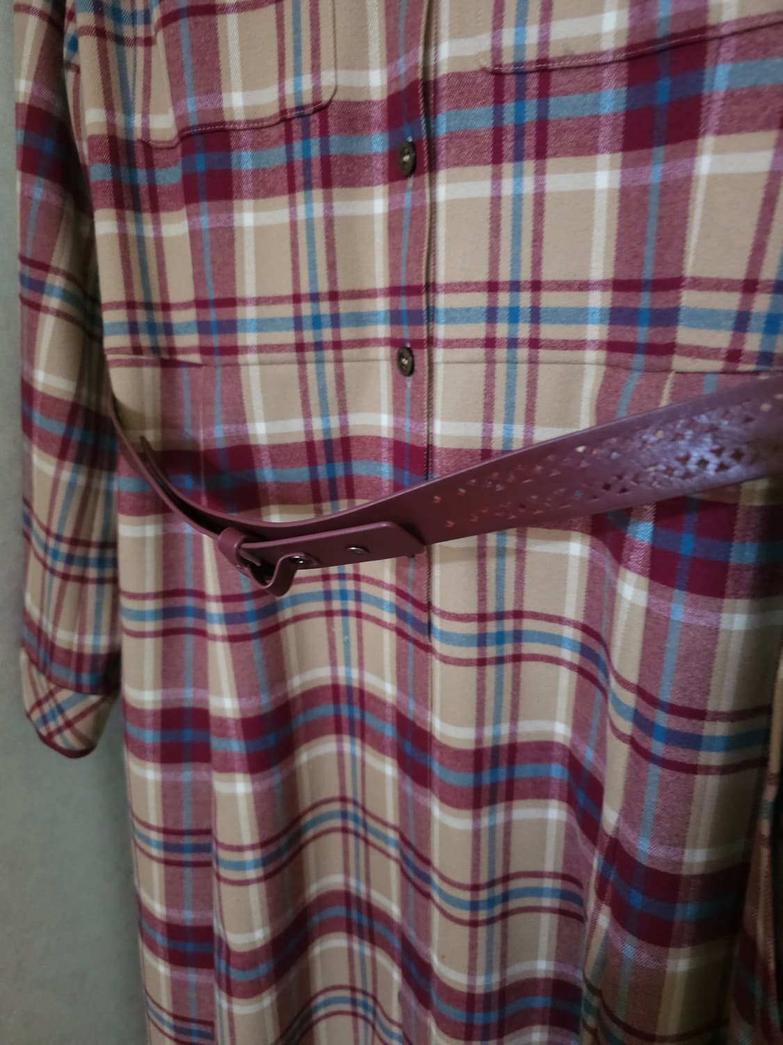 닥스 체크 벨트 롱원피스 상품이미지5