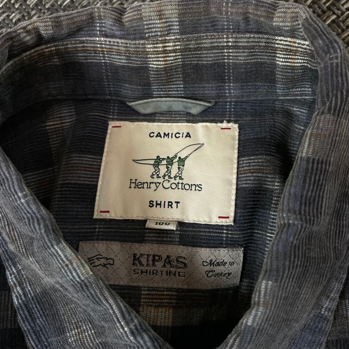 헨리코튼 네이비 그레이 체크 패턴 코듀로이 긴팔 셔츠 100 상품이미지7