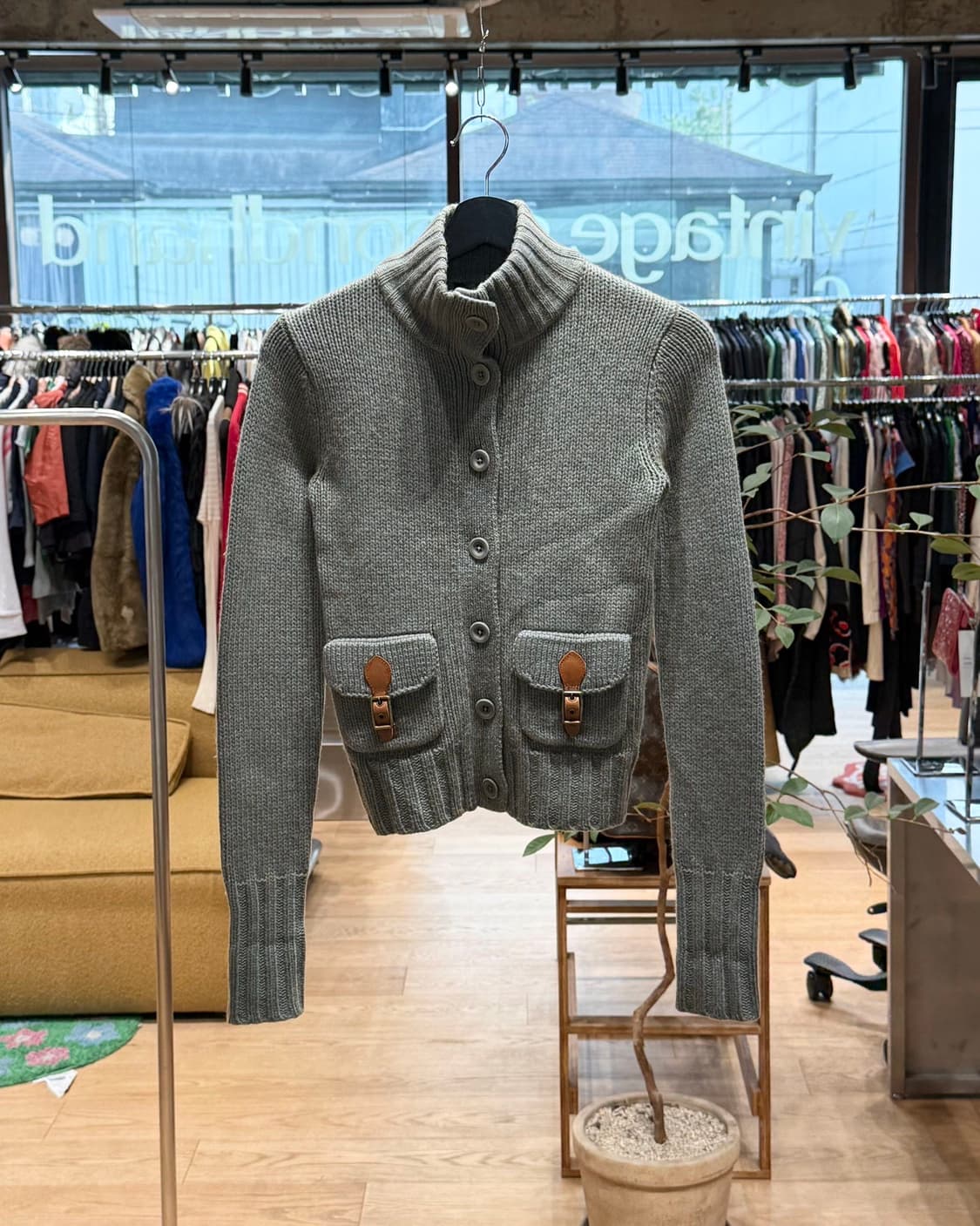 폴로 랄프로렌 그린 캐시미어 혼방 버튼 가디건  상품이미지1