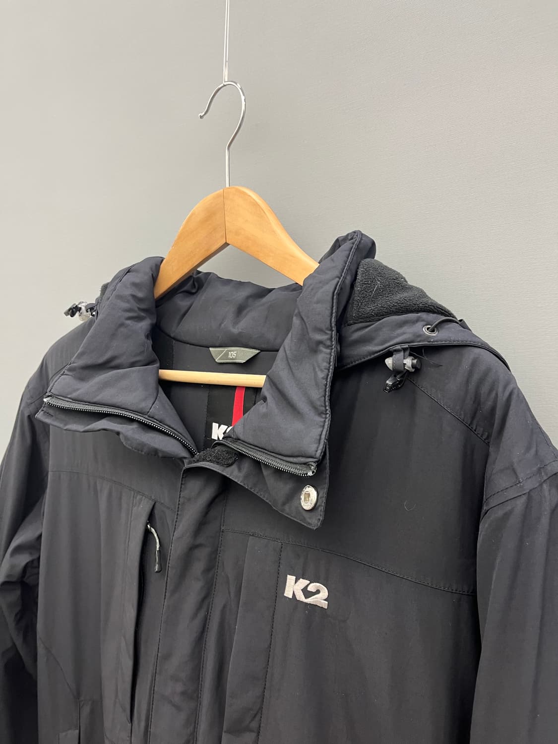 K2 검정색 후드 바람막이 기모 점퍼 상품이미지3