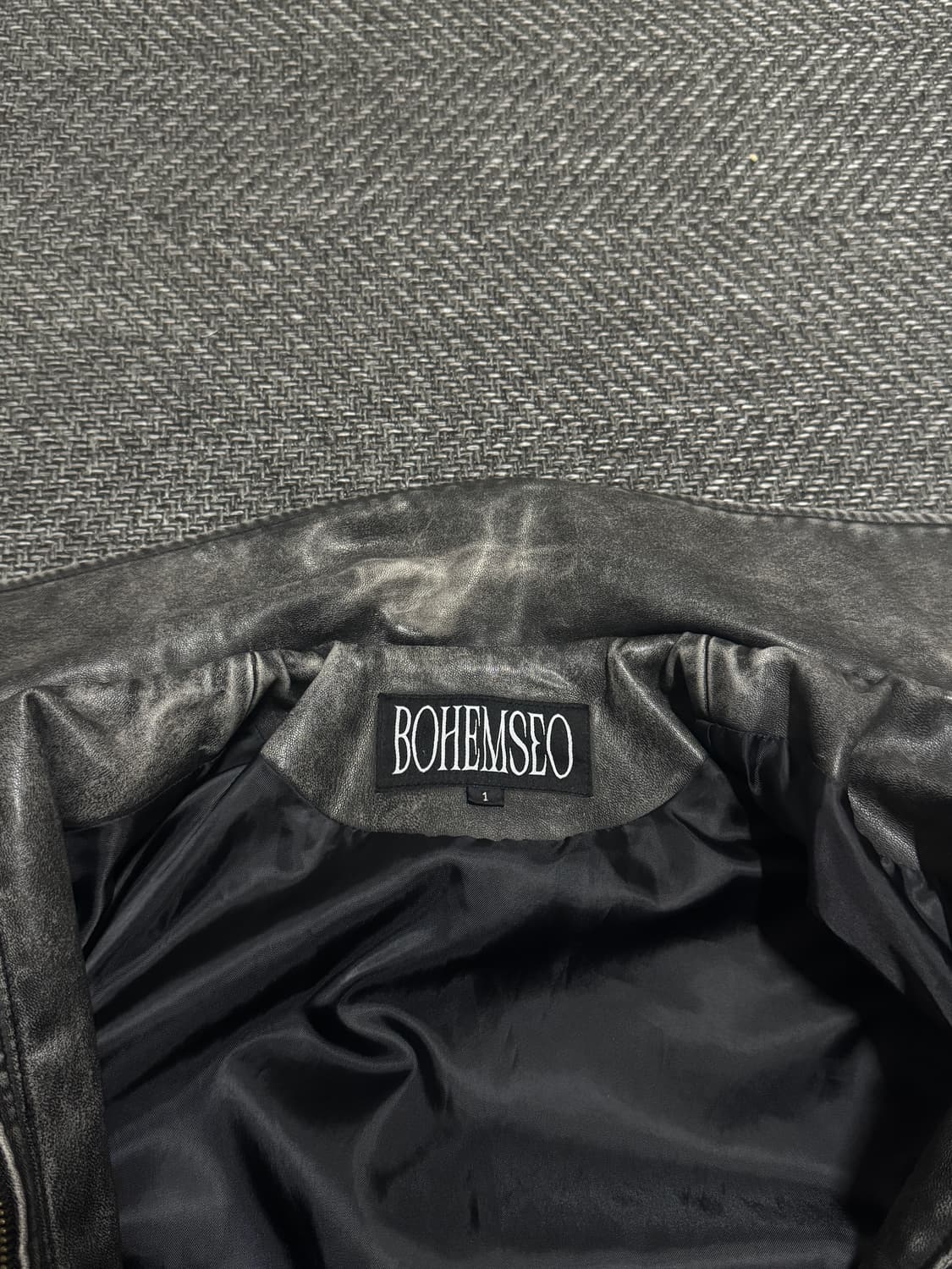 보헤미안서울 보헴서 레더 봄버 점퍼 워시드 그레이 1사이즈 상품이미지4