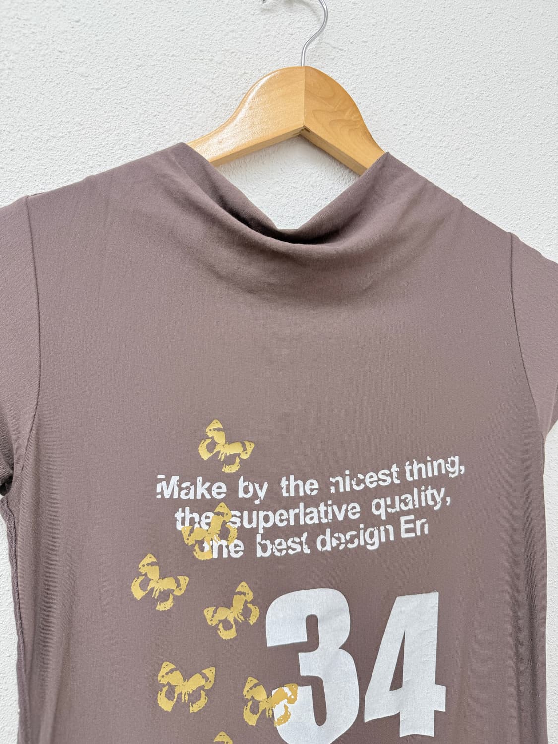 빈티지 브라운 아일렛 리본 드레이프 티셔츠 상품이미지3