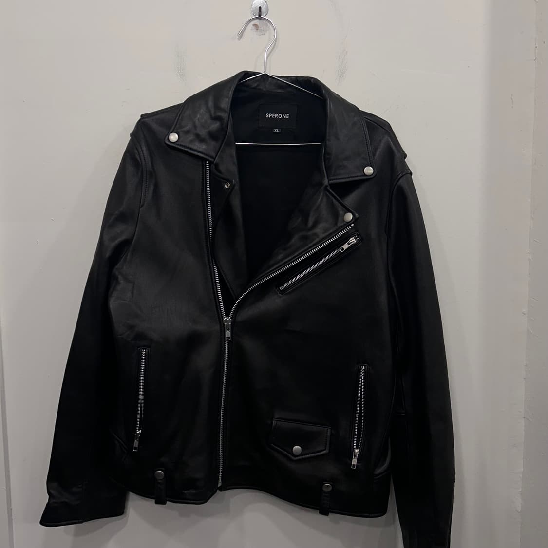 스페로네 램스킨 절개 가죽 라이더자켓 상품이미지2