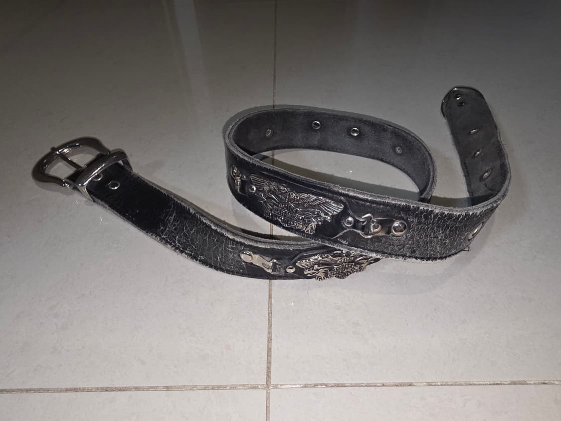 80s 빈티지 할리데이비슨 크롬 장식 erd 레더 벨트 90s usa 상품이미지1
