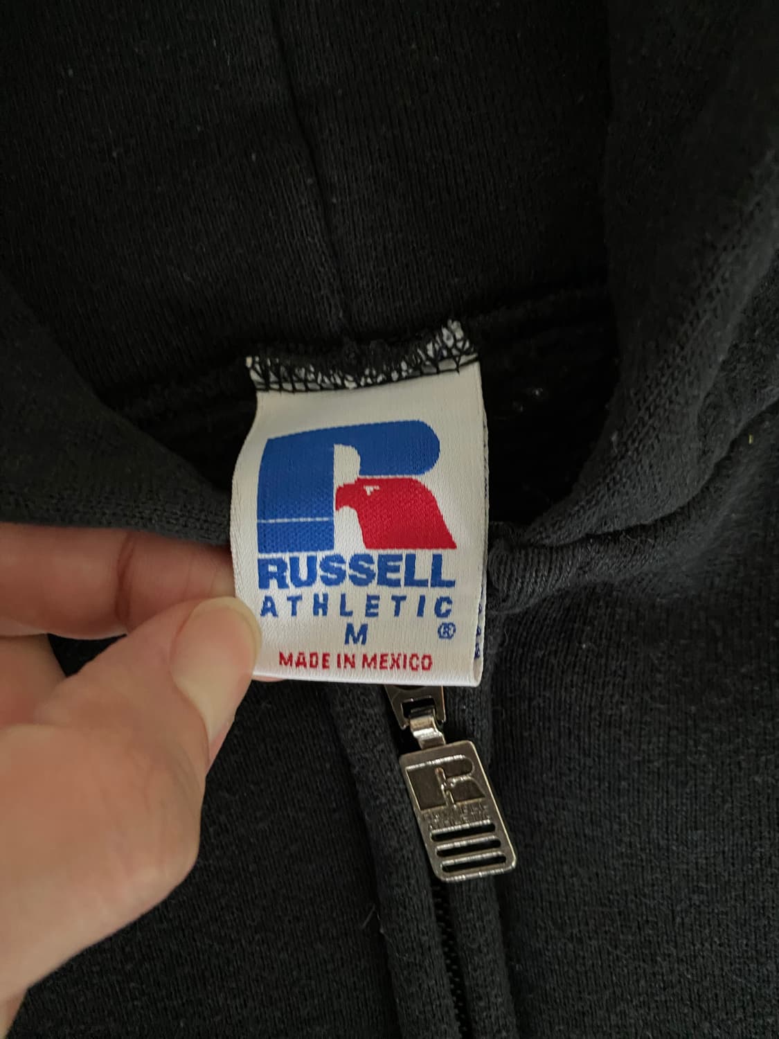 (M) 90s 빈티지 러셀 후드집업 블랙 상품이미지2