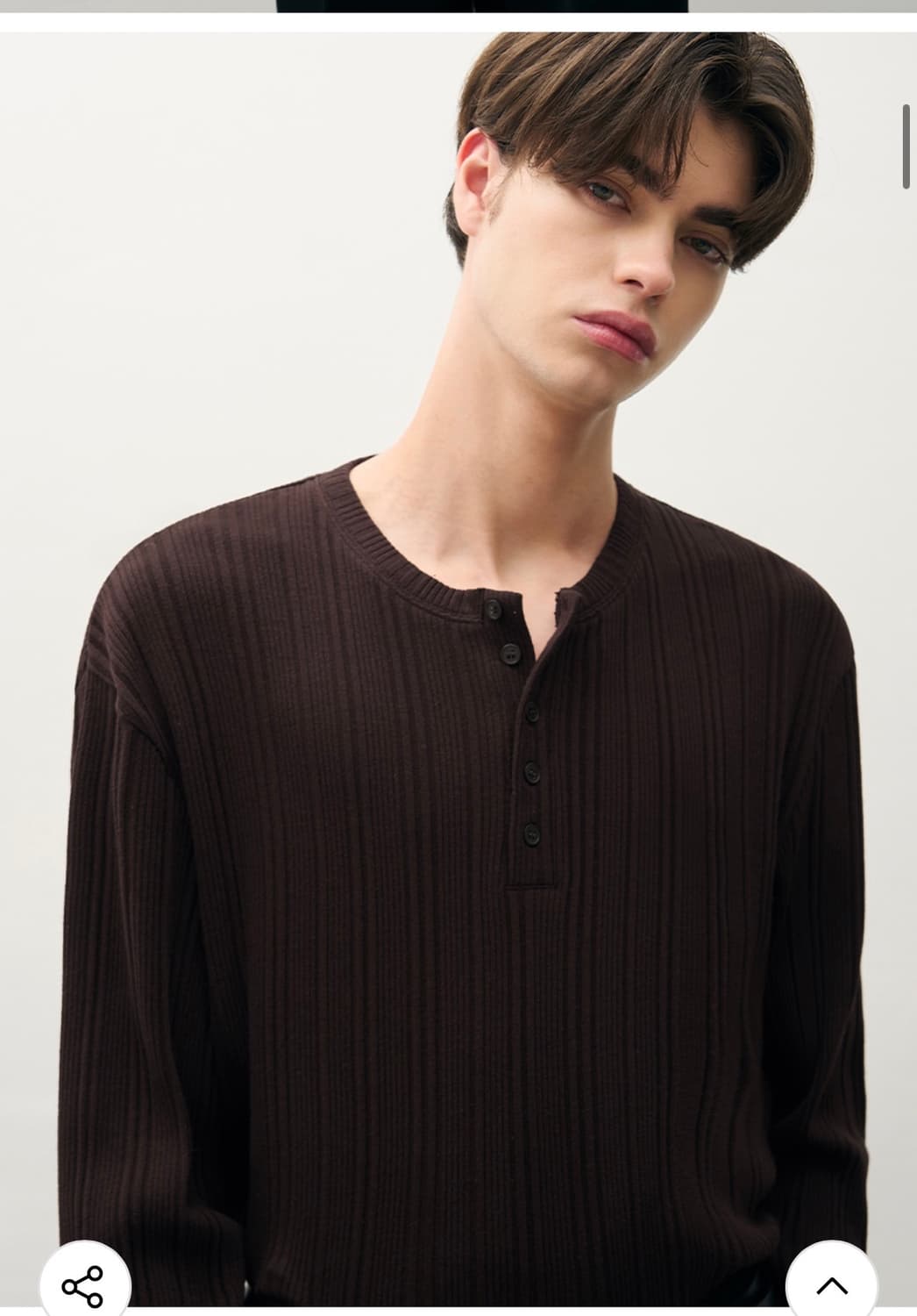 (XL) 드로우핏 리브드 헨리넥 티셔츠 [BROWN] 판매 상품이미지5