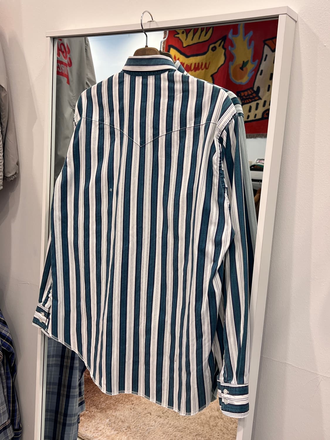 90s Wrangler 랭글러 COWBOY CUT 스트라이프 웨스턴 셔츠 상품이미지4