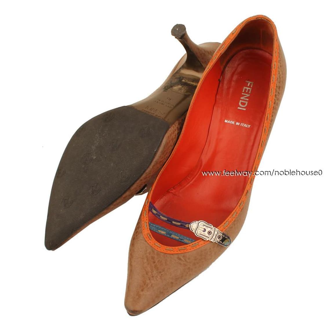 펜디 밀크브라운 패턴 스티치 펌프스 36 상품이미지4