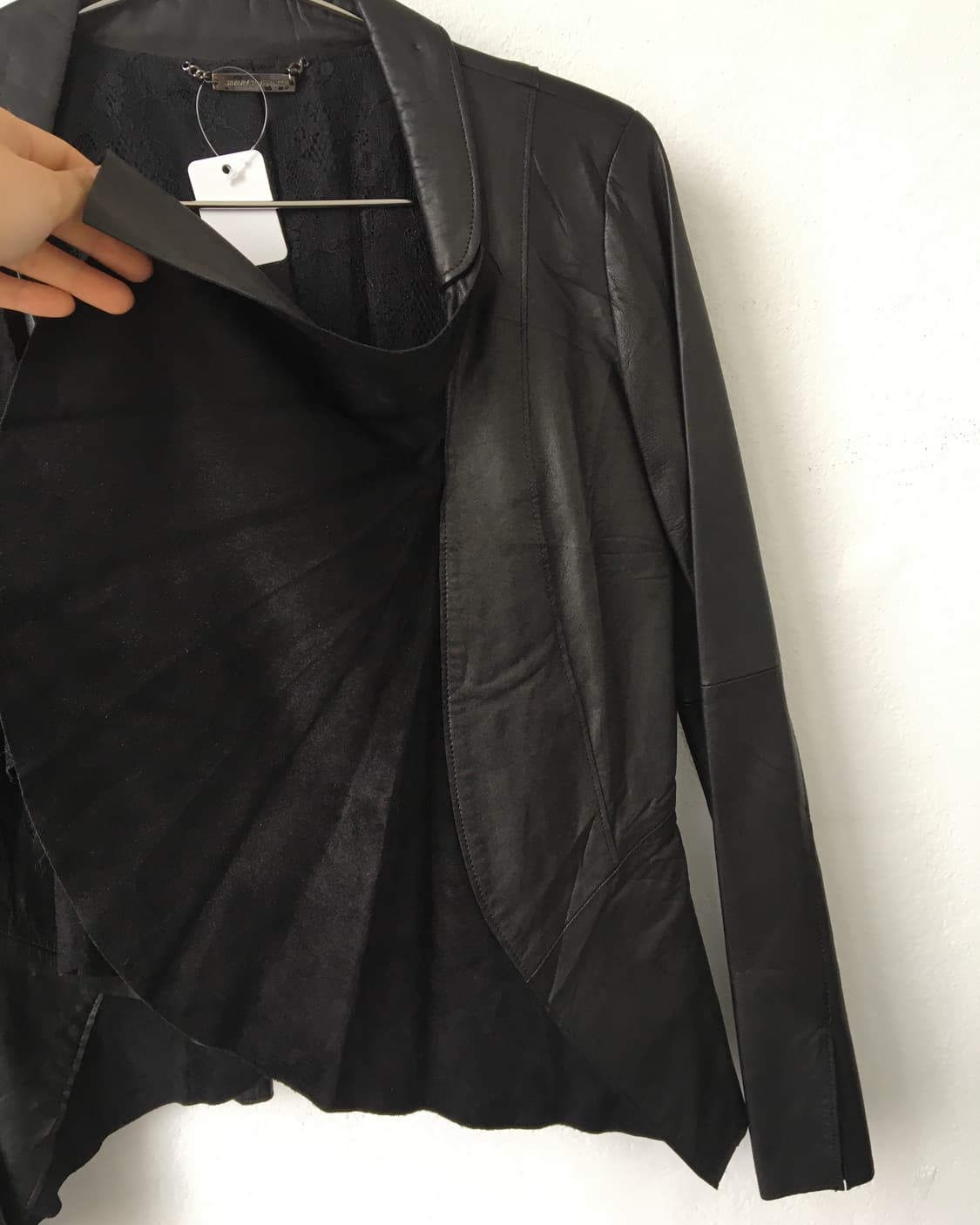 Drape point leather open jacket 상품이미지3