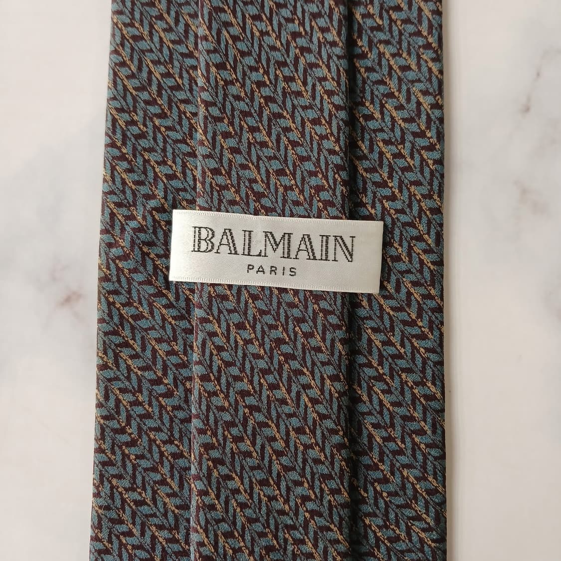 BALMAIN 발망 실크 브라운 패턴 넥타이 9.5cm A+등급 E900 상품이미지9