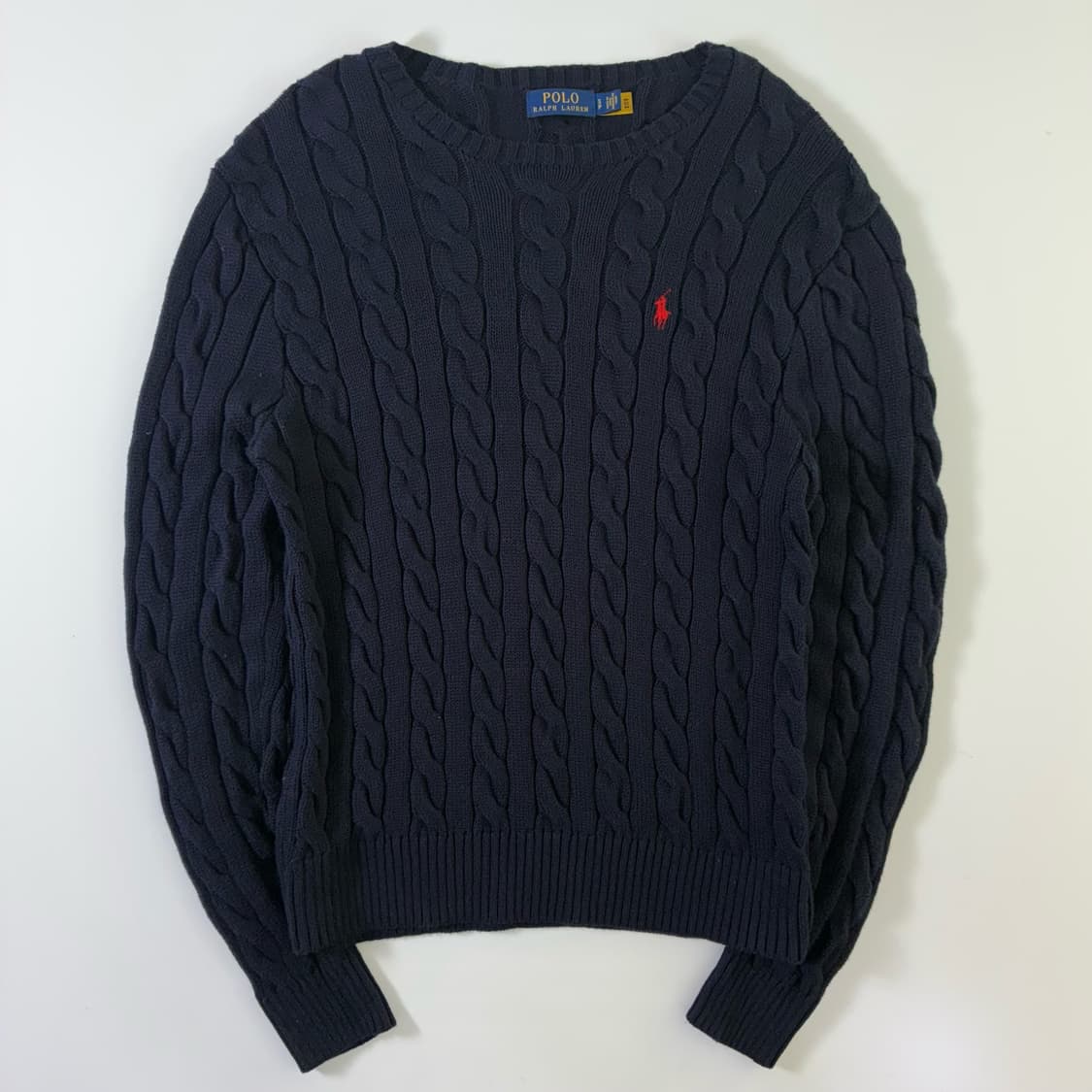 Polo  폴로 랄프로렌 자수 코튼 네이비 꽈배기 니트 상품이미지1