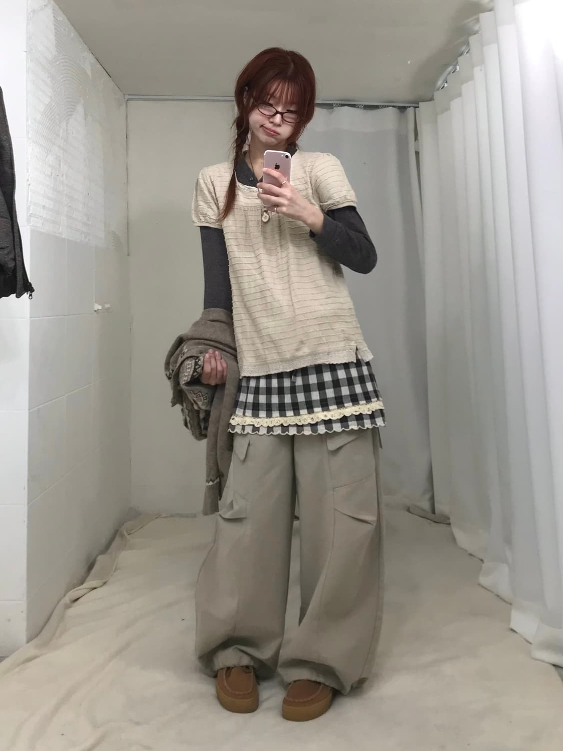 빈티지 베이지 노르딕 너드 모리 코디 세트 상품이미지3