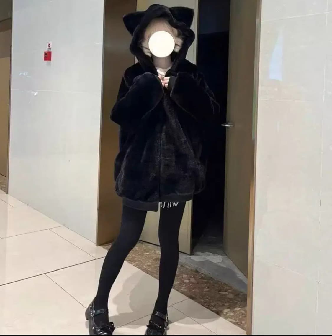 타오바오 고양이귀 퍼 후드집업 퍼자켓 상품이미지1