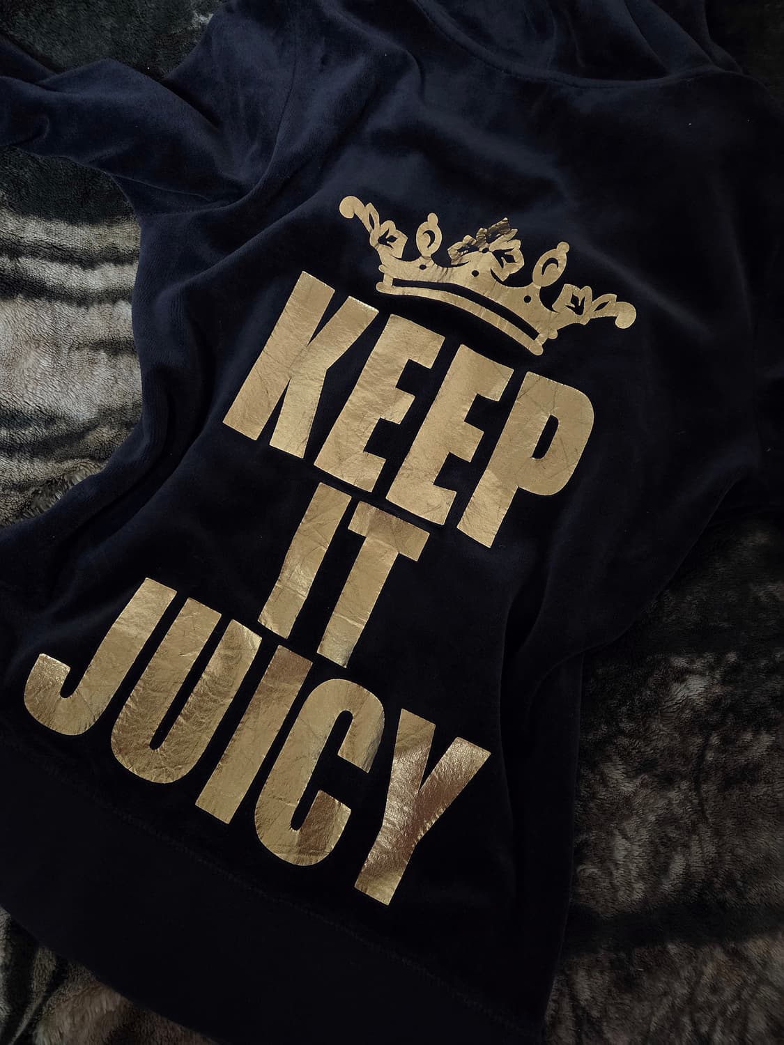 쥬시꾸뛰르 네이비 골드 레터링 후드집업 S 상품이미지2