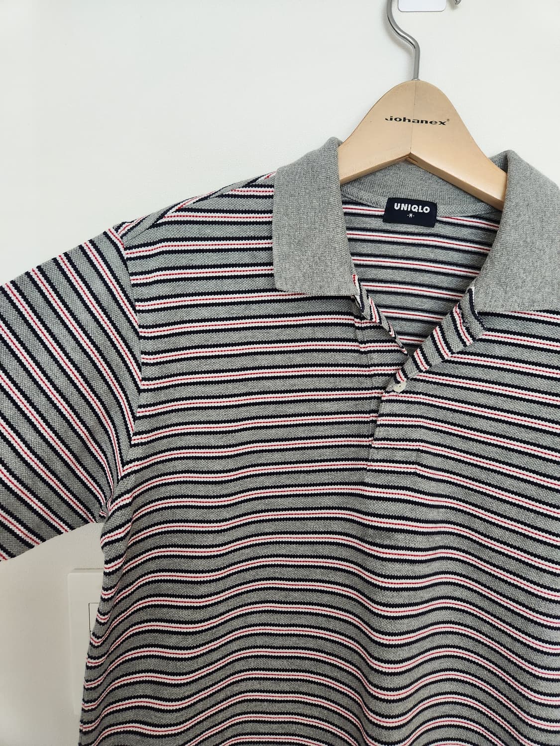 남자 유니클로 스트라이프 반팔 카라티 M 상품이미지1