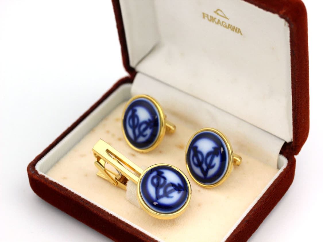 아리타 도자기 A등급 4.7cm 일본 넥타이핀 커프스 세트 상품이미지1