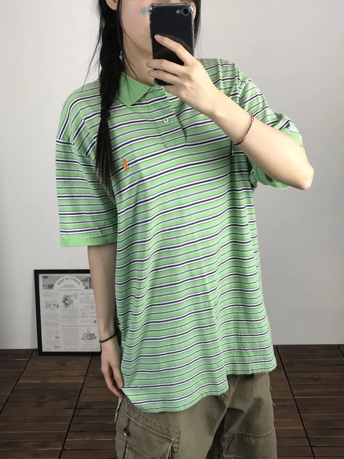 Polo Ralph Lauren Green Stripe Polo 상품이미지3