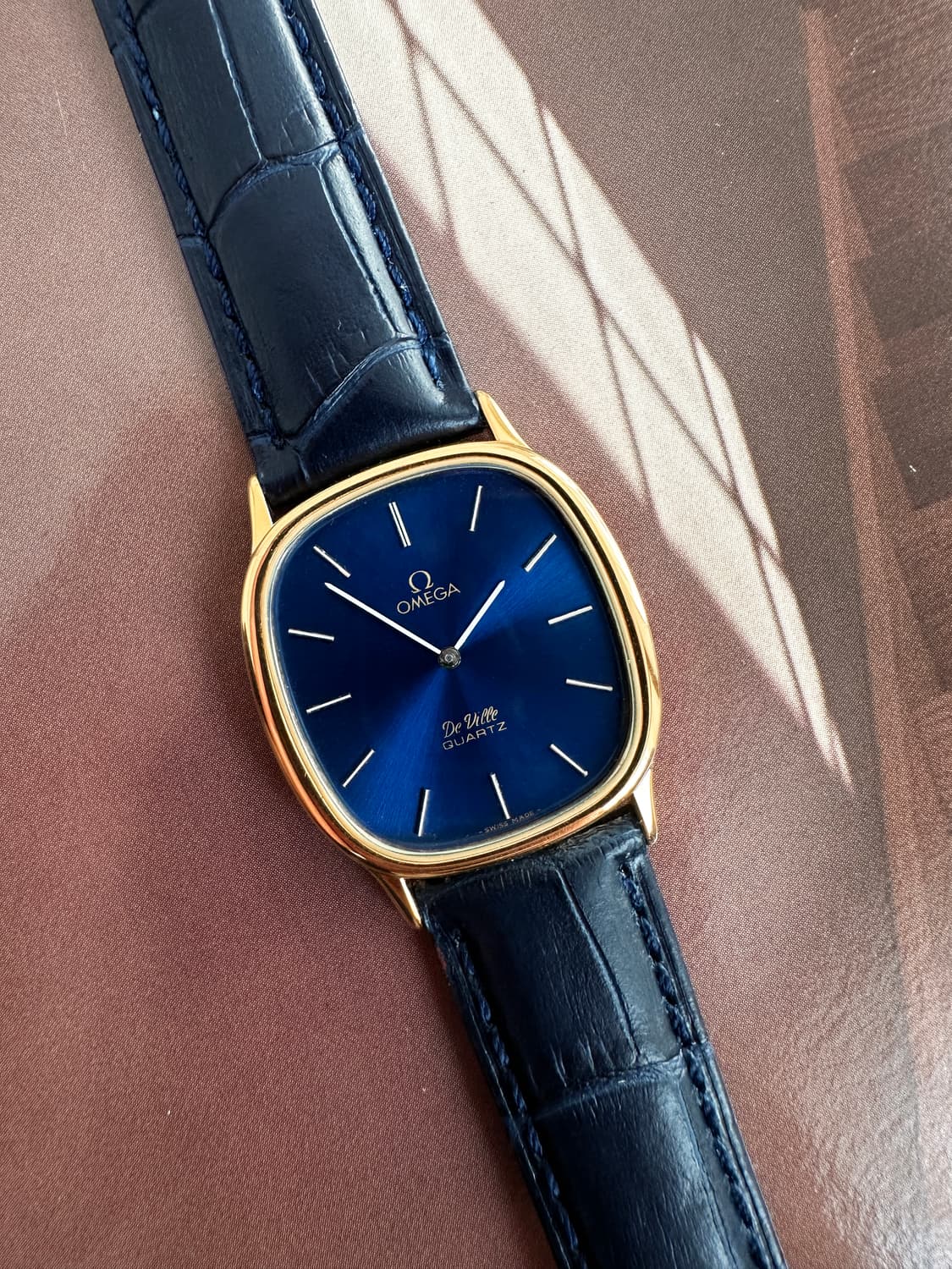정품 오메가 엘립스 드빌 쿼츠 청판 금장 빈티지 시계 상품이미지3