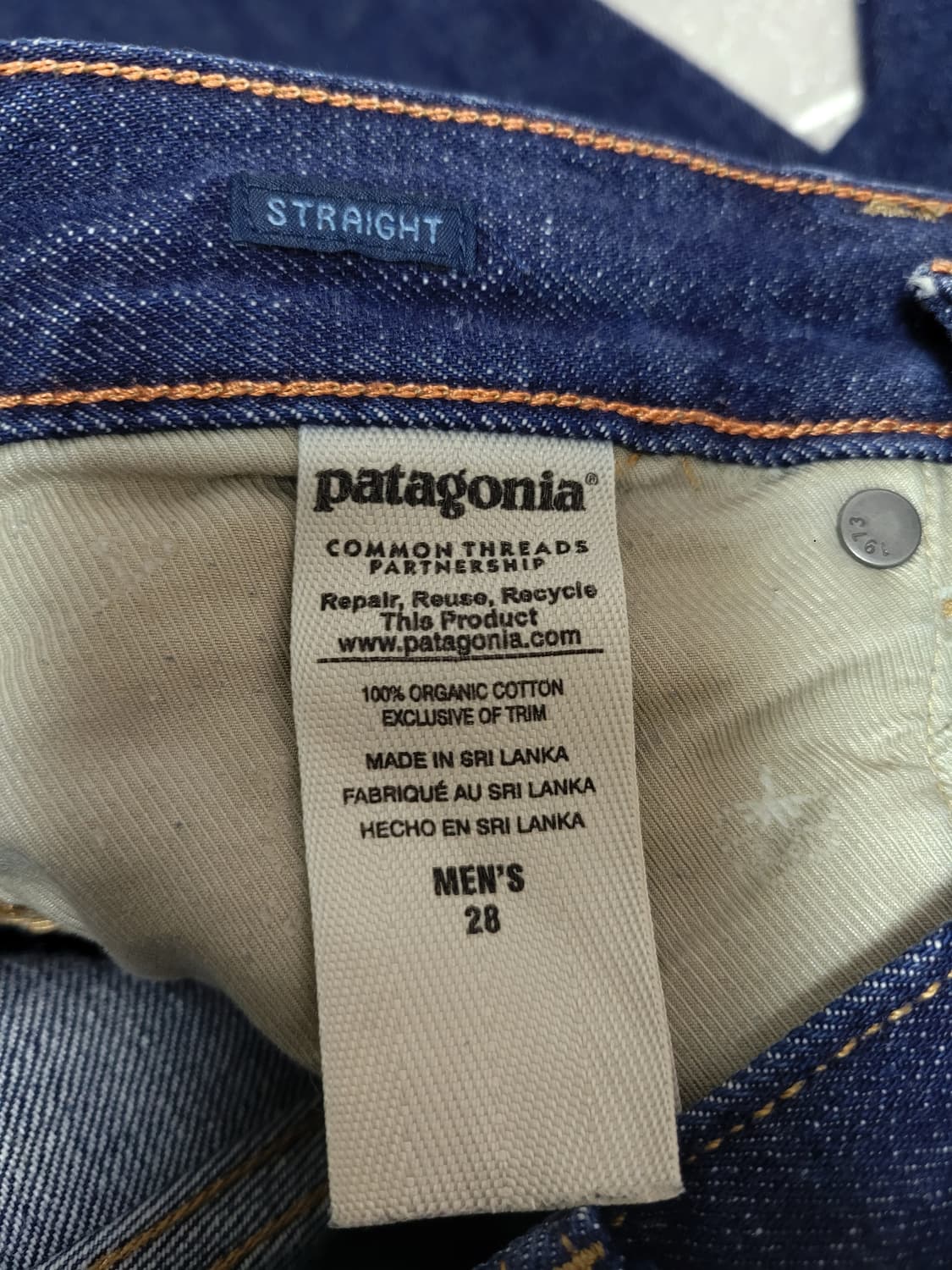 파타고니아 코튼 스트레이트 데님 팬츠 28 상품이미지5