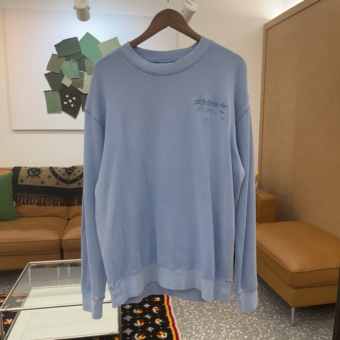 아디다스 트리플 로고 여리 파스텔블루 맨투맨 스웻셔츠 XL C06743 상품이미지3