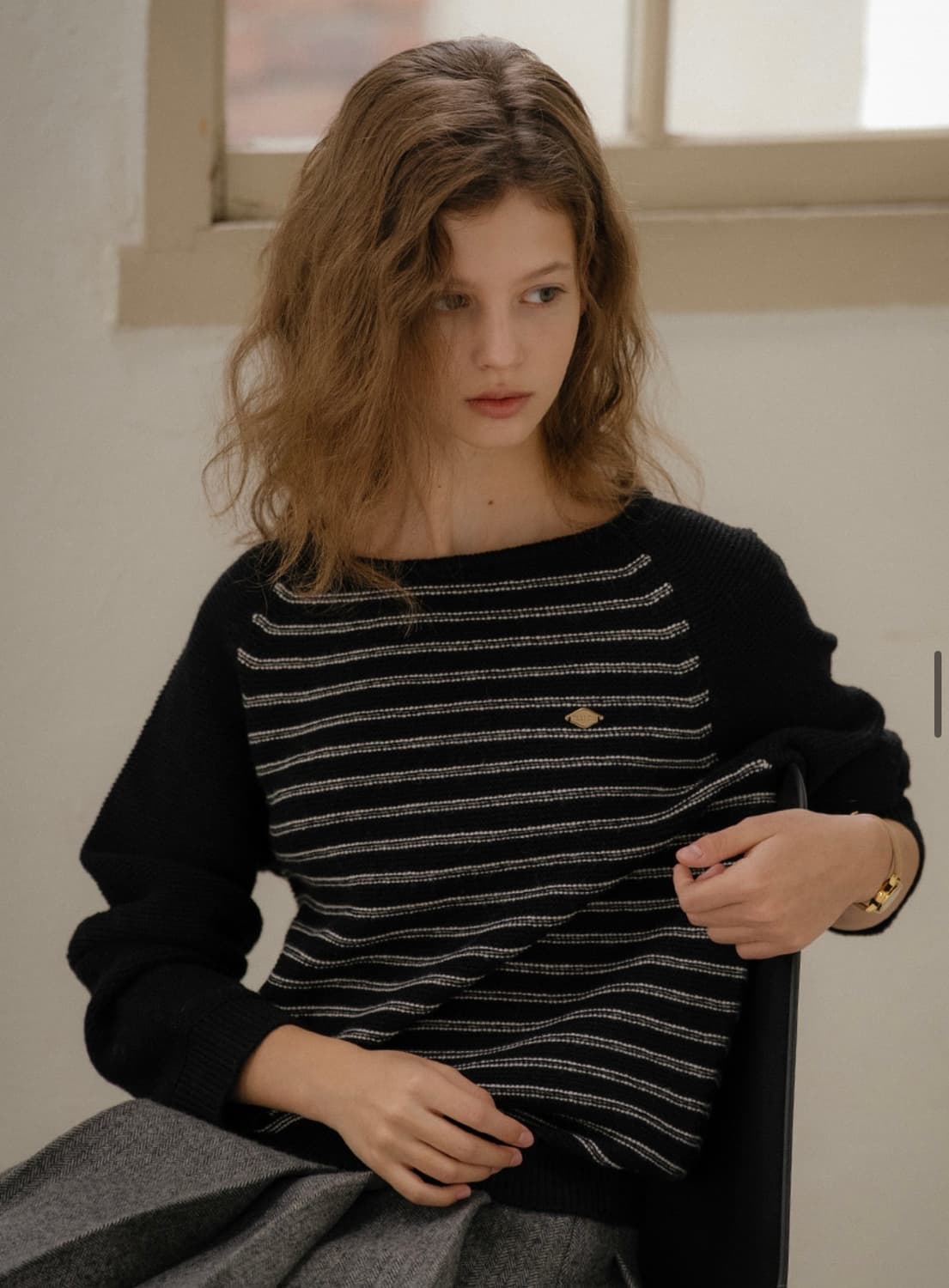 (새상품) 틸아이다이 램스울 스트라이프니트 상품이미지1