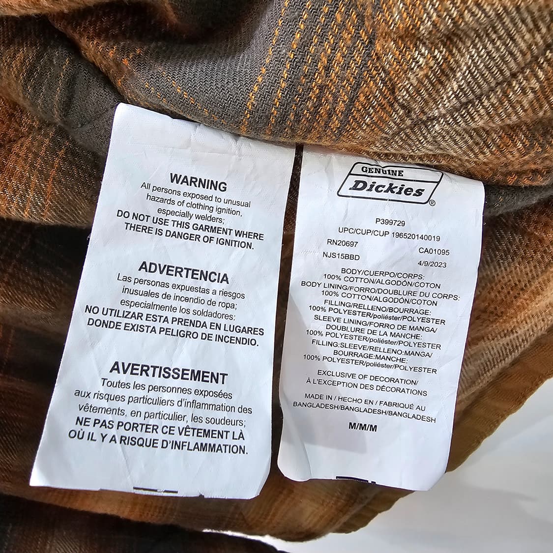 디키즈 Genuine 덕캔버스 플란넬 체크 안감 남성 셔츠자켓 상품이미지9