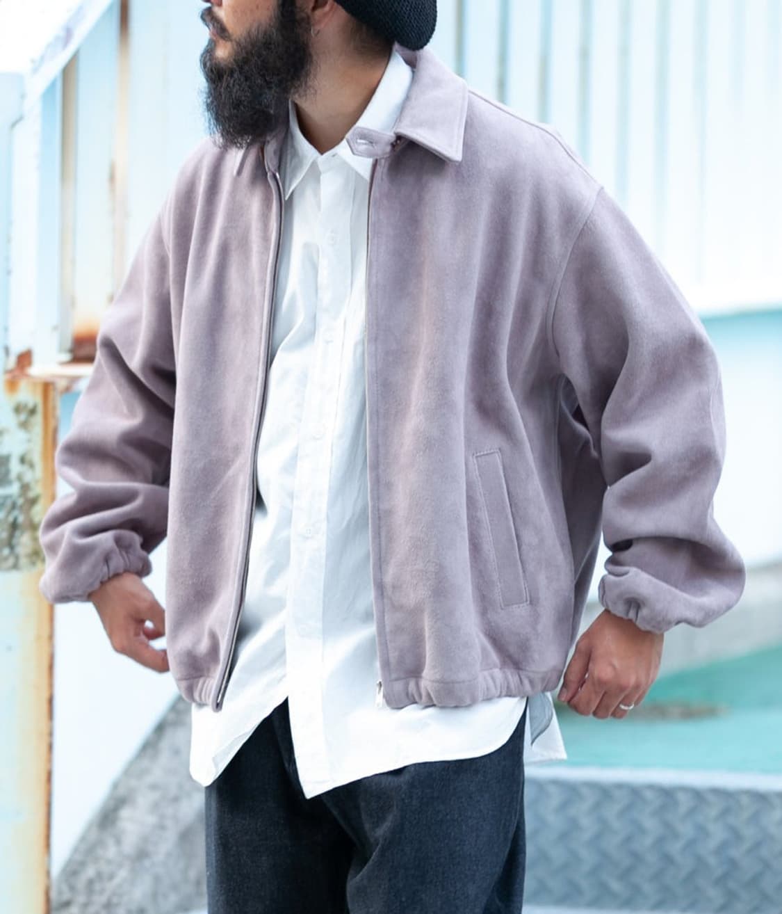 [3] 헤릴 22aw 디어스킨 자켓 핑크그레이 Herill 상품이미지6