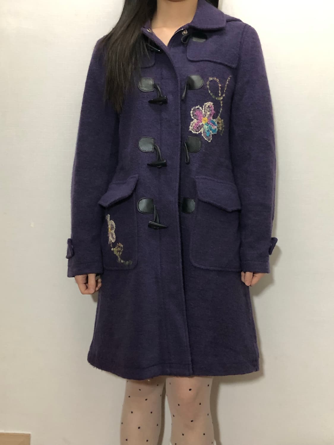 빈티지 퍼플 더플 롱 코트 상품이미지1