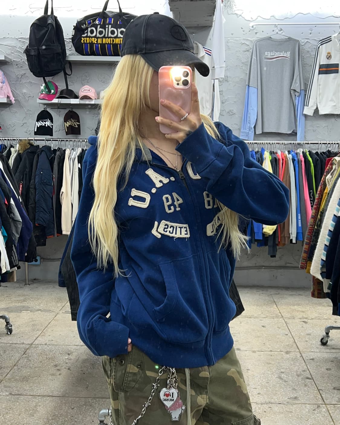 착샷O 후아유 딥블루 후드집업 상품이미지4