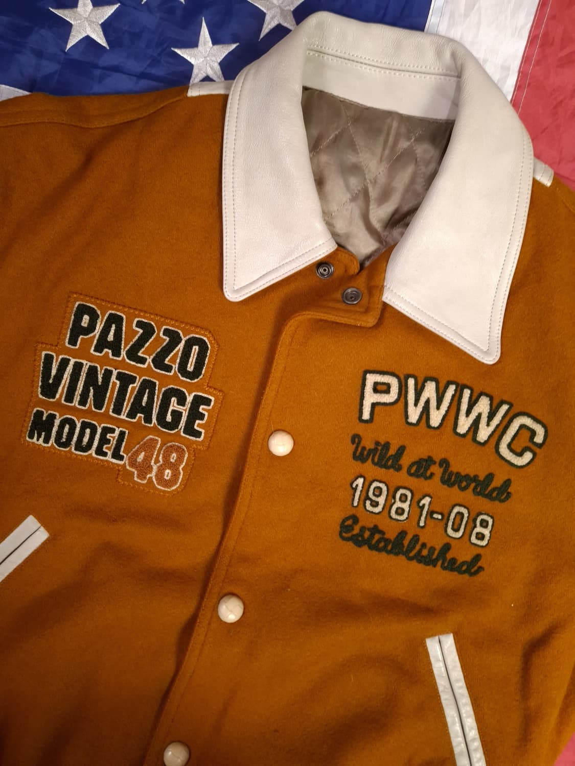 새제품급 90's 일본판 PAZZO. 울레더 바시티 자켓 상품이미지5