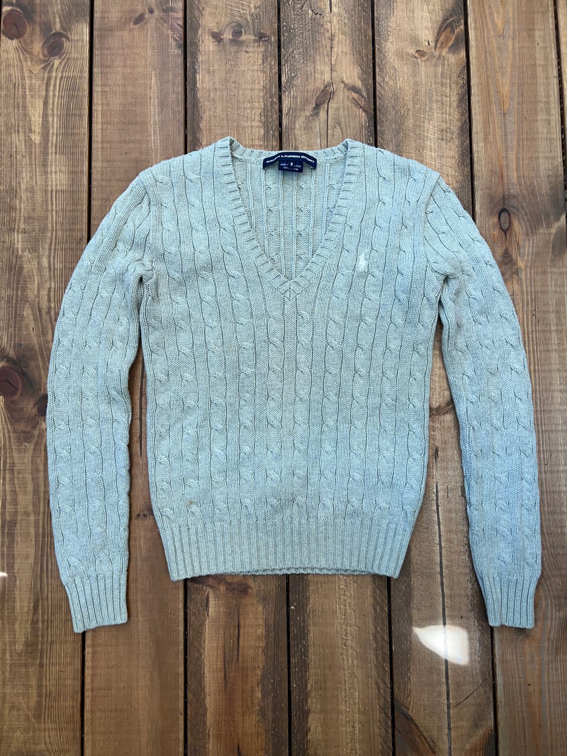 폴로 그레이쉬 베이지 브이넥 꽈배기 니트  상품이미지6