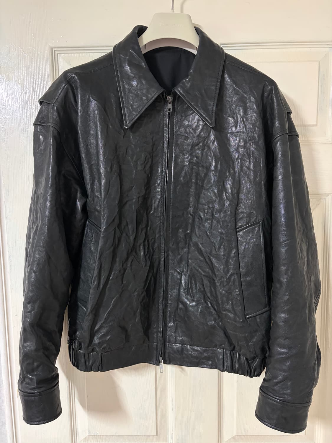 (M) 쿠어 램스킨 크리즈 블루종 블랙 상품이미지1