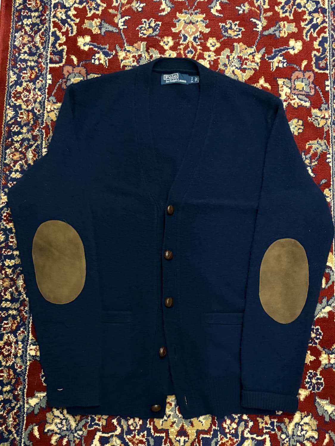 폴로 스웨이드 패치 울 캐시미어 가디건 다크네이비 상품이미지3