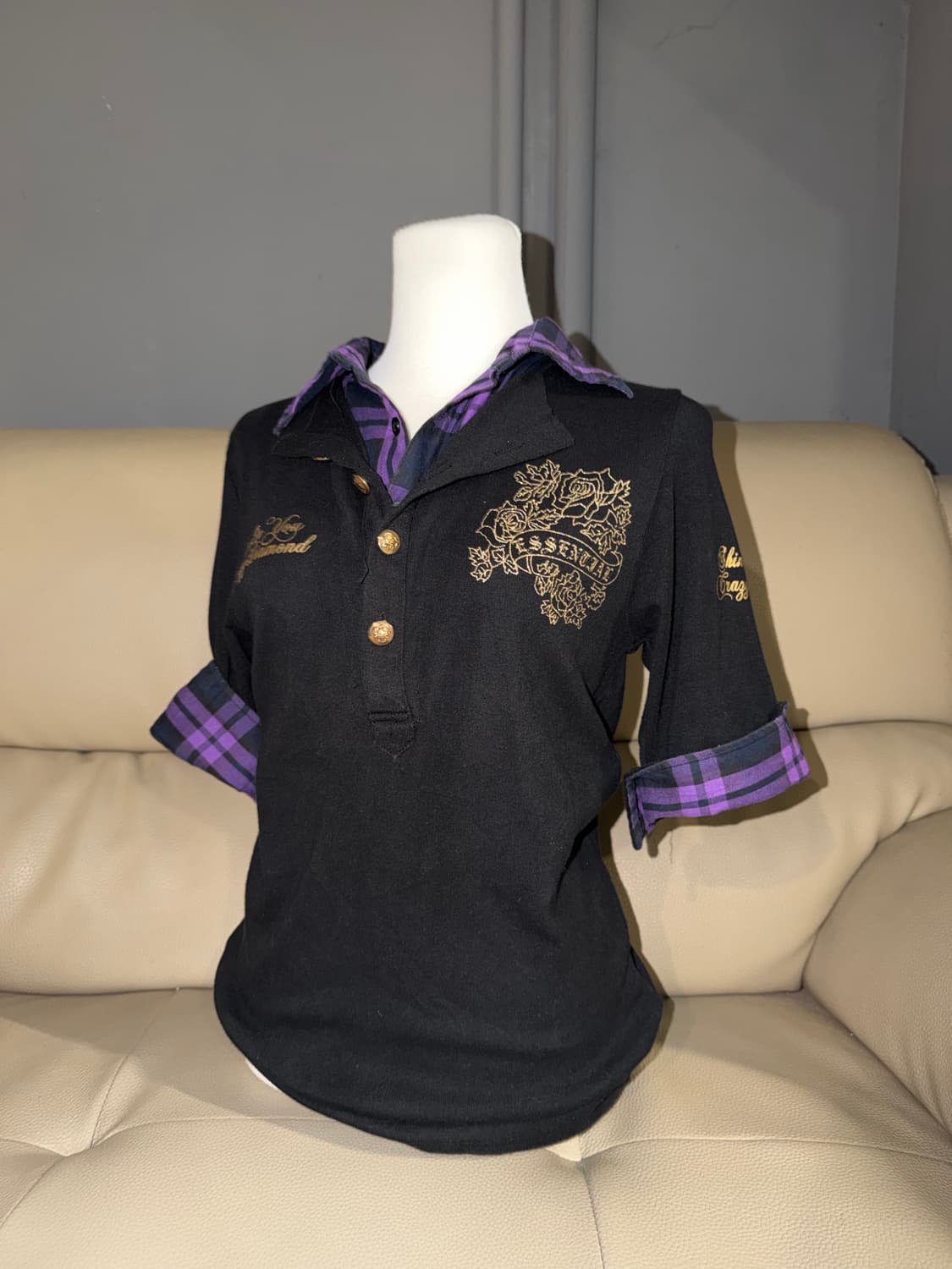 In the attic layered collar printing top 상품이미지1