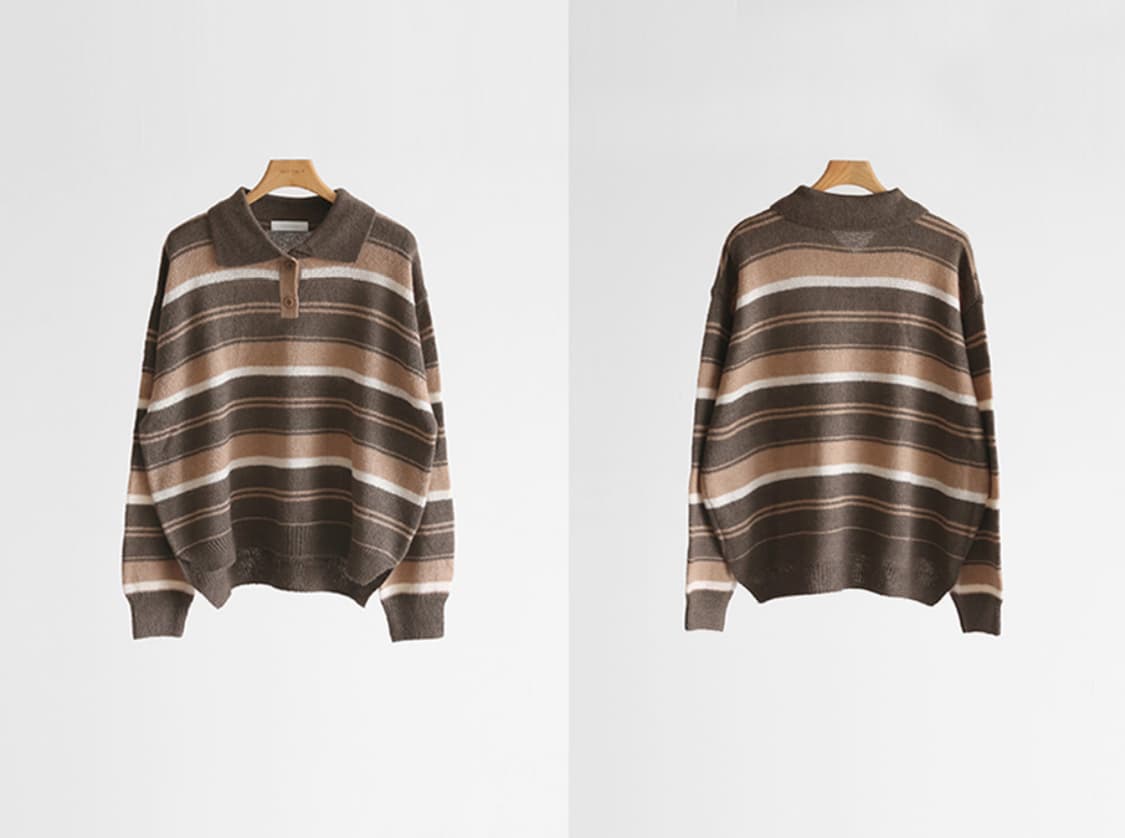 베르네프 오브 스트라이프 풀오버 니트_브라운 상품이미지1