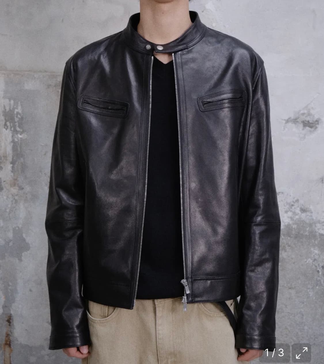 다이브인 루즈드 베지터블 레더자켓 블랙 2사이즈 상품이미지2